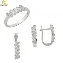 Gümüş zirkon taşlı set